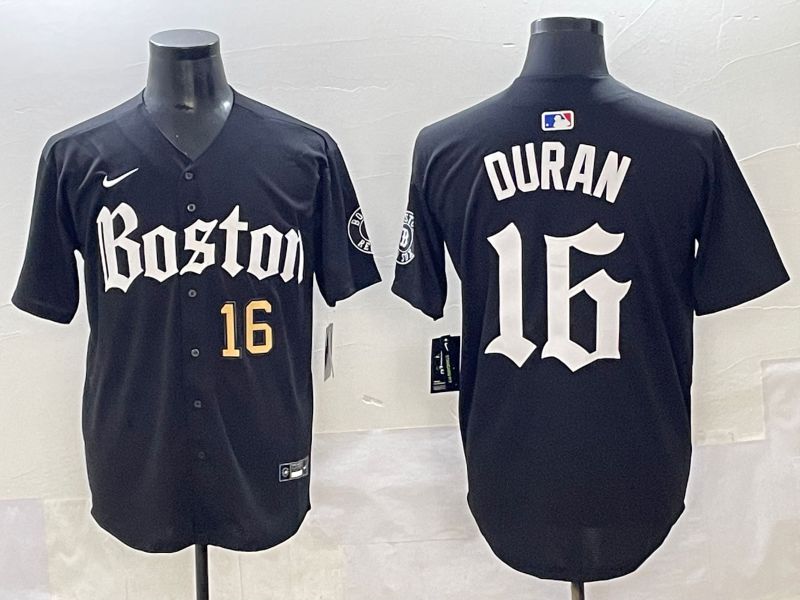 Men 2025 Boston Red Sox 16 Duran Black Five generations Joint Name Nike MLB Jersey style 6